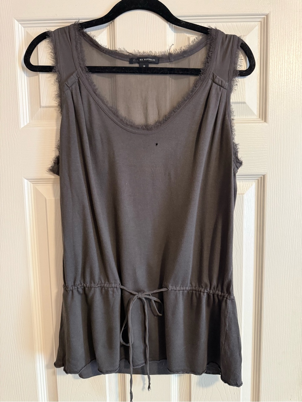 Banana Republic Charcoal Gray Sleeveless Drawstring Peplum Tank